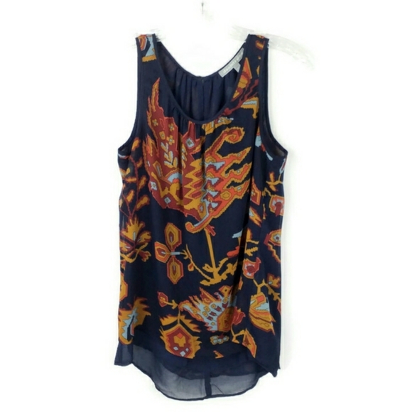 Daniel Rainn Blue Orange Native Print Sleeveless Hi-Low Tank Top Womens XS - Picture 1 of 12